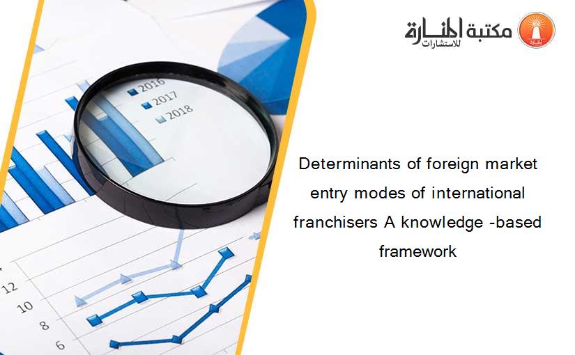 Determinants of foreign market entry modes of international franchisers A knowledge -based framework