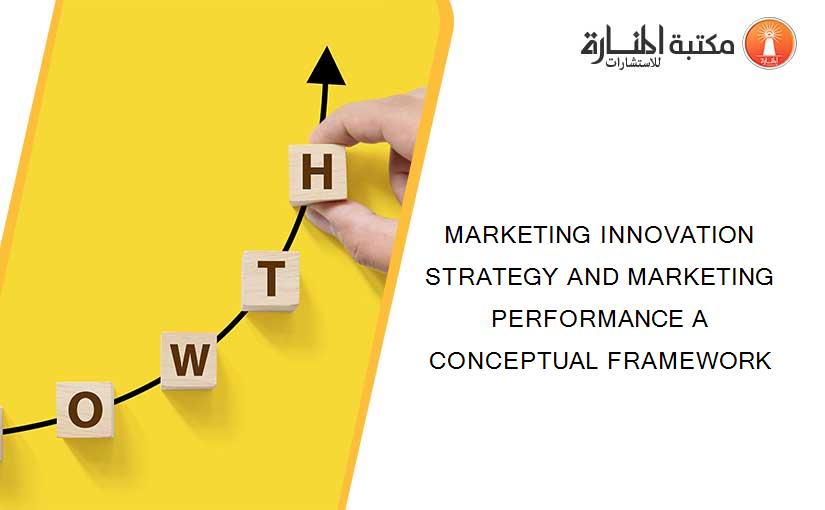 MARKETING INNOVATION STRATEGY AND MARKETING PERFORMANCE A CONCEPTUAL FRAMEWORK