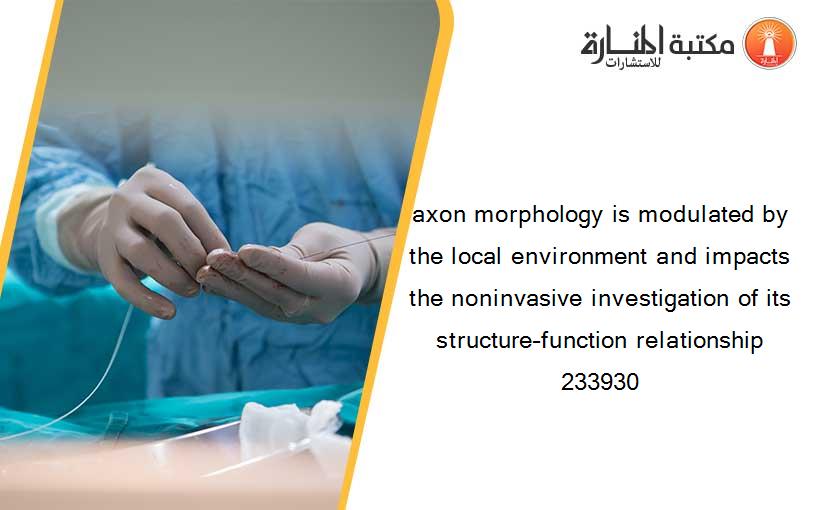 axon morphology is modulated by the local environment and impacts the noninvasive investigation of its structure–function relationship 233930