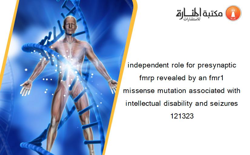 independent role for presynaptic fmrp revealed by an fmr1 missense mutation associated with intellectual disability and seizures 121323