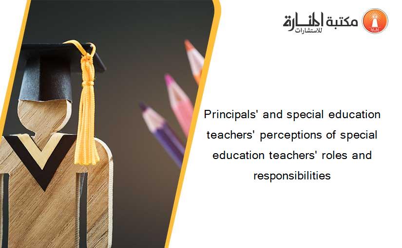 Principals' and special education teachers' perceptions of special education teachers' roles and responsibilities
