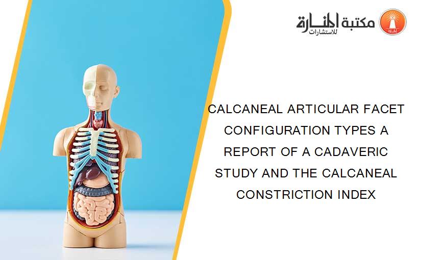 CALCANEAL ARTICULAR FACET CONFIGURATION TYPES A REPORT OF A CADAVERIC STUDY AND THE CALCANEAL CONSTRICTION INDEX