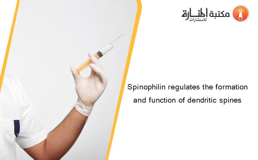 Spinophilin regulates the formation and function of dendritic spines