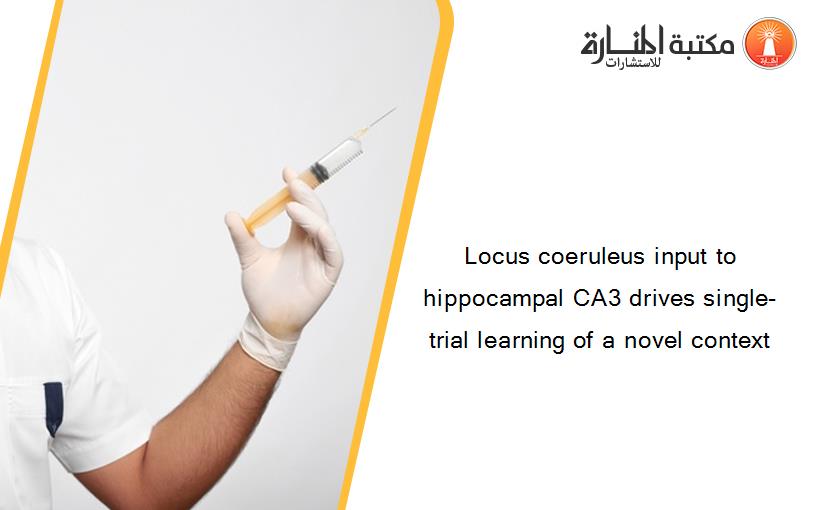 Locus coeruleus input to hippocampal CA3 drives single-trial learning of a novel context