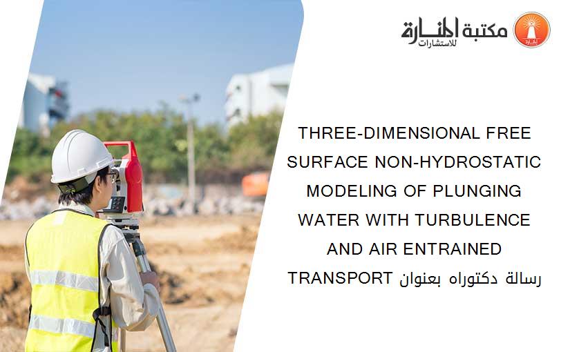 THREE-DIMENSIONAL FREE SURFACE NON-HYDROSTATIC MODELING OF PLUNGING WATER WITH TURBULENCE AND AIR ENTRAINED TRANSPORT رسالة دكتوراه بعنوان