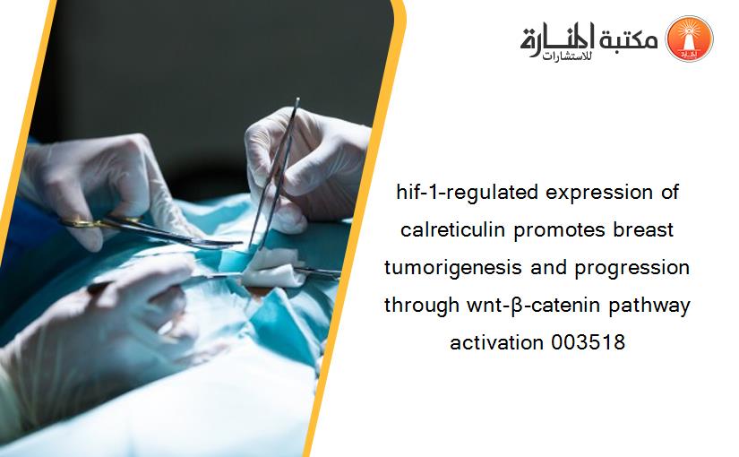 hif-1–regulated expression of calreticulin promotes breast tumorigenesis and progression through wnt-β-catenin pathway activation 003518