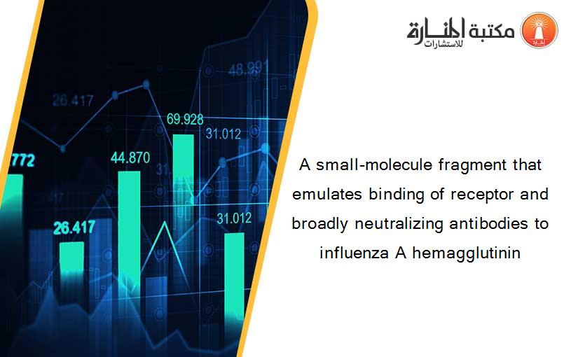A small-molecule fragment that emulates binding of receptor and broadly neutralizing antibodies to influenza A hemagglutinin
