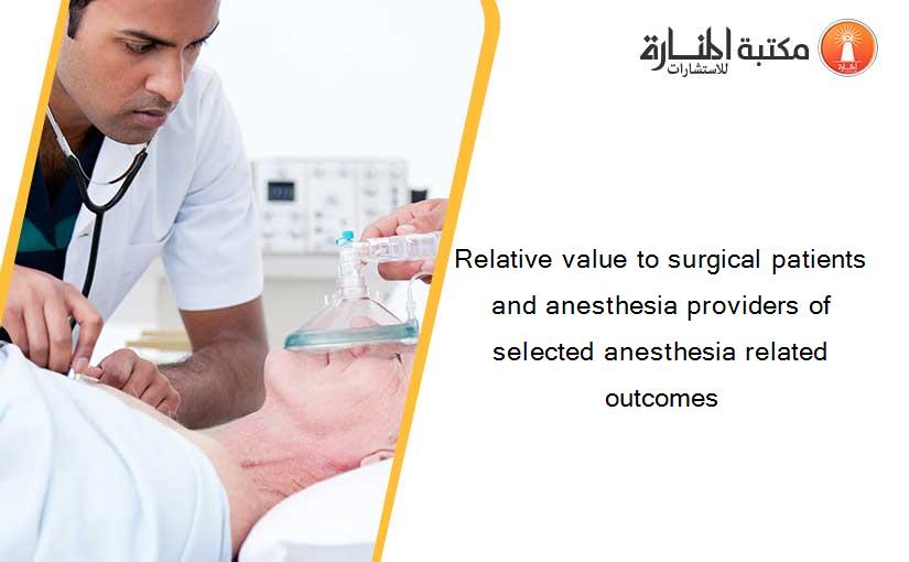 Relative value to surgical patients and anesthesia providers of selected anesthesia related outcomes