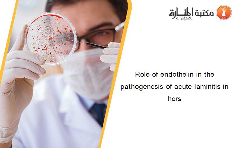 Role of endothelin in the pathogenesis of acute laminitis in hors