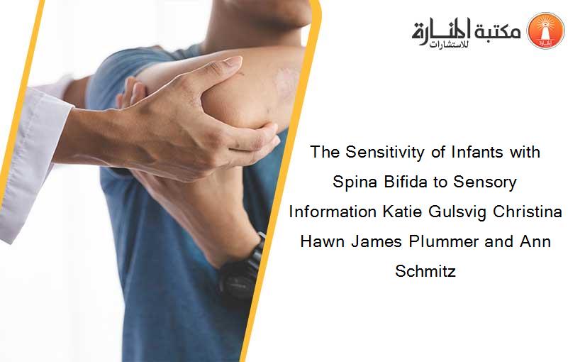 The Sensitivity of Infants with Spina Bifida to Sensory Information Katie Gulsvig Christina Hawn James Plummer and Ann Schmitz