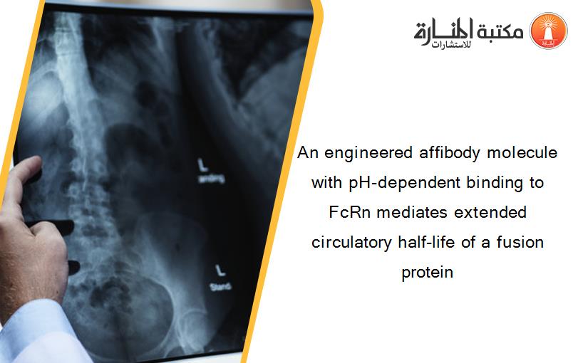 An engineered affibody molecule with pH-dependent binding to FcRn mediates extended circulatory half-life of a fusion protein