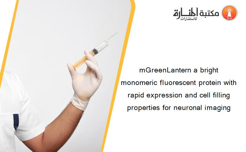 mGreenLantern a bright monomeric fluorescent protein with rapid expression and cell filling properties for neuronal imaging