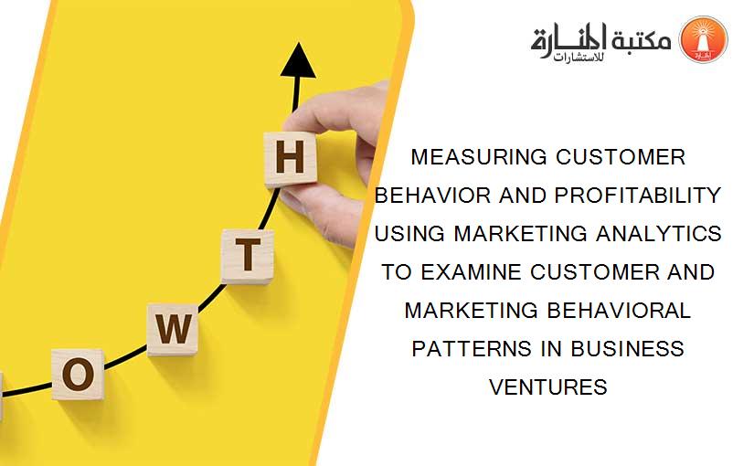 MEASURING CUSTOMER BEHAVIOR AND PROFITABILITY USING MARKETING ANALYTICS TO EXAMINE CUSTOMER AND MARKETING BEHAVIORAL PATTERNS IN BUSINESS VENTURES