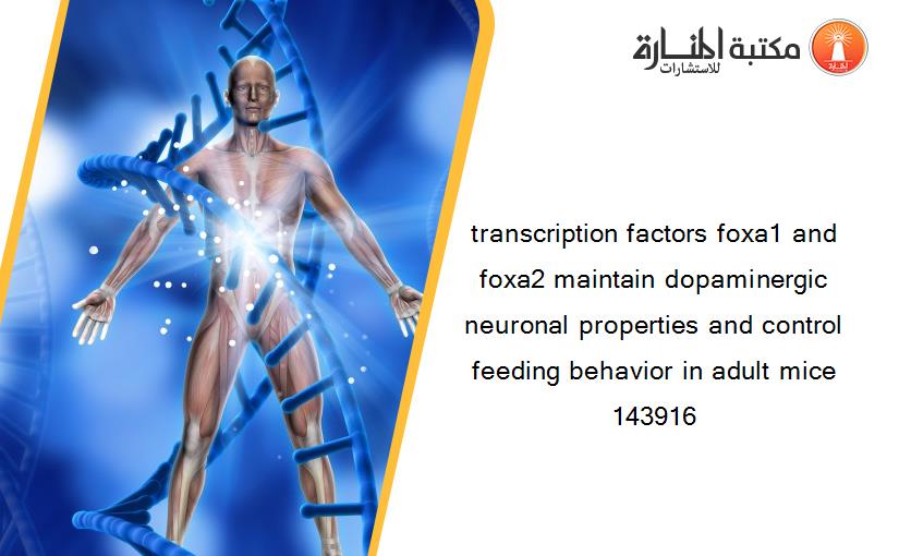 transcription factors foxa1 and foxa2 maintain dopaminergic neuronal properties and control feeding behavior in adult mice 143916