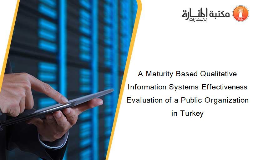 A Maturity Based Qualitative Information Systems Effectiveness Evaluation of a Public Organization in Turkey