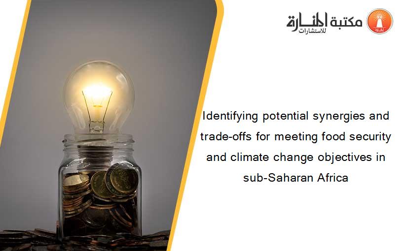 Identifying potential synergies and trade-offs for meeting food security and climate change objectives in sub-Saharan Africa