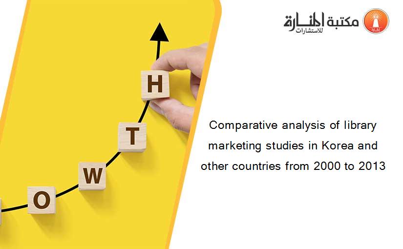 Comparative analysis of library marketing studies in Korea and other countries from 2000 to 2013