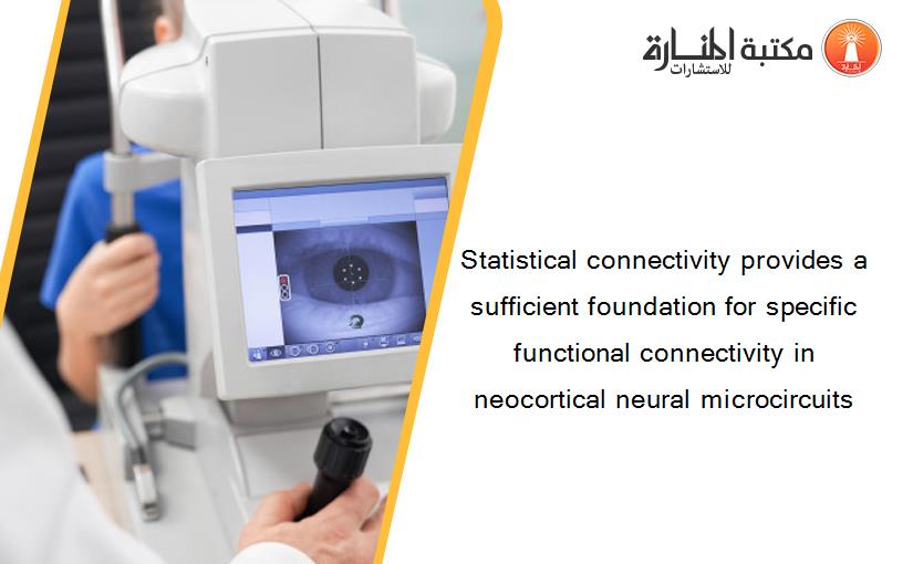 Statistical connectivity provides a sufficient foundation for specific functional connectivity in neocortical neural microcircuits