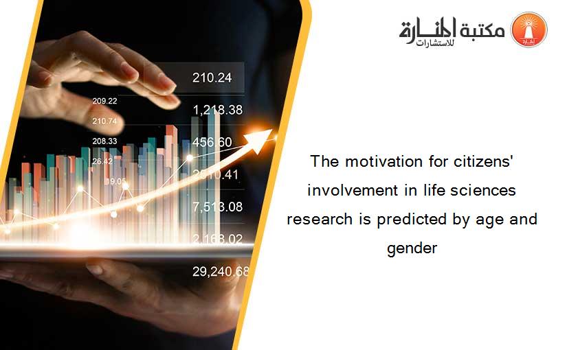 The motivation for citizens' involvement in life sciences research is predicted by age and gender