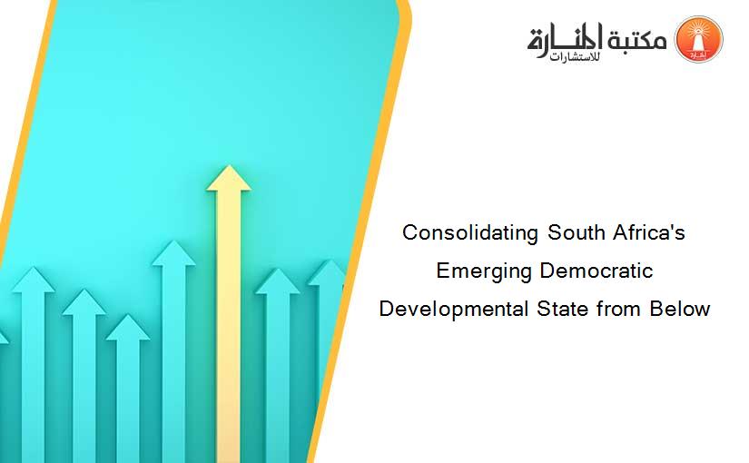 Consolidating South Africa's Emerging Democratic Developmental State from Below