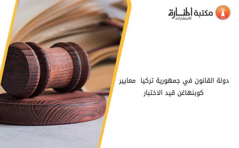 دولة القانون في جمهورية تركيا _ معايير كوبنهاغن قيد الاختبار