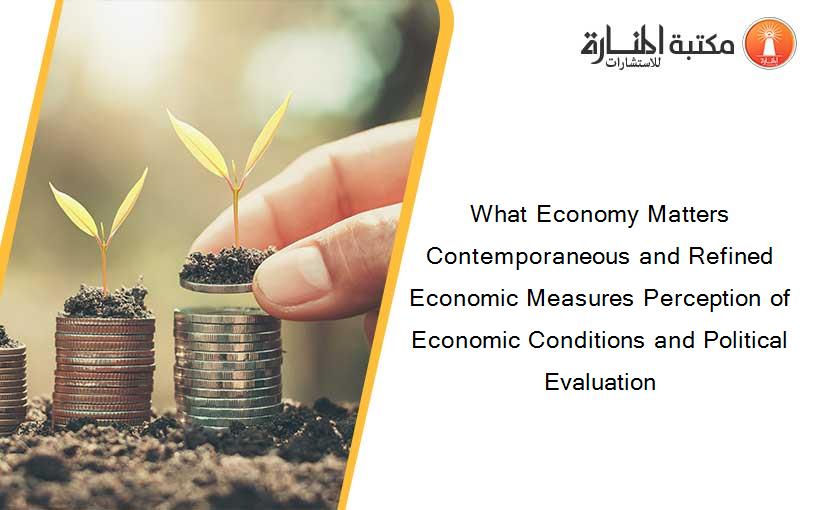 What Economy Matters Contemporaneous and Refined Economic Measures Perception of Economic Conditions and Political Evaluation