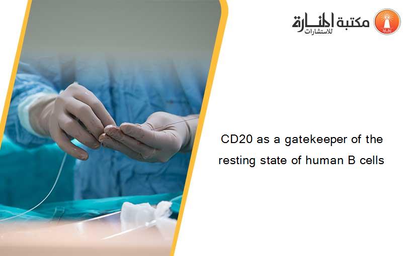 CD20 as a gatekeeper of the resting state of human B cells