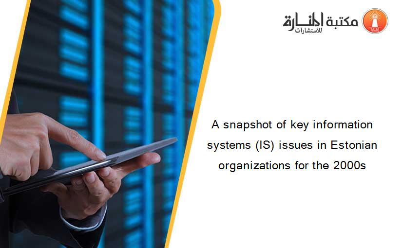 A snapshot of key information systems (IS) issues in Estonian organizations for the 2000s