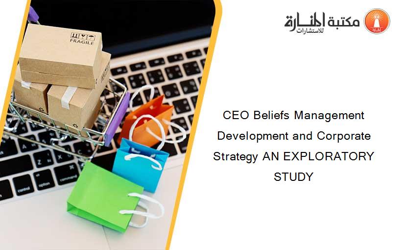 CEO Beliefs Management Development and Corporate Strategy AN EXPLORATORY STUDY