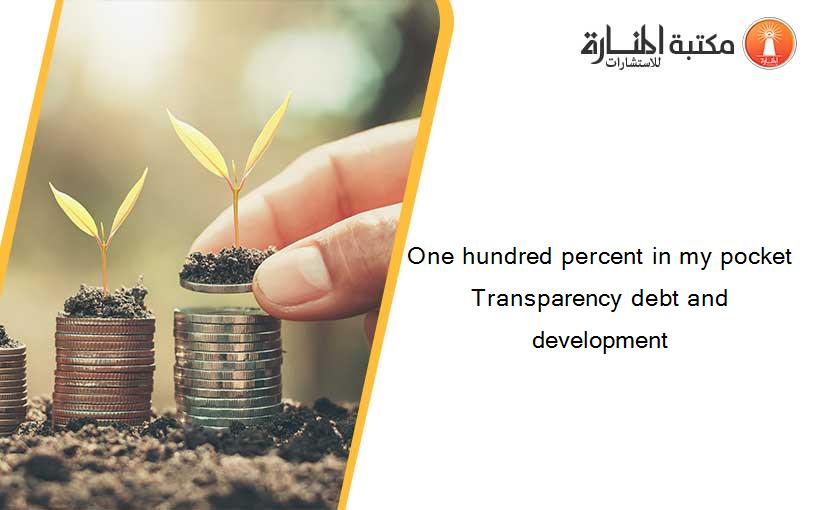 One hundred percent in my pocket Transparency debt and development