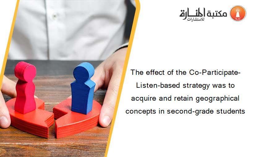 The effect of the Co-Participate-Listen-based strategy was to acquire and retain geographical concepts in second-grade students