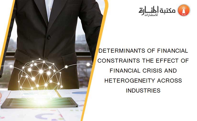DETERMINANTS OF FINANCIAL CONSTRAINTS THE EFFECT OF FINANCIAL CRISIS AND HETEROGENEITY ACROSS INDUSTRIES